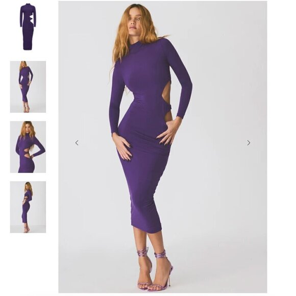 SER.O.YA Dresses & Skirts - SER.O.YA Long Sleeve Cut Out Party Midi Dress Turtleneck Stretch Fabric Seroya